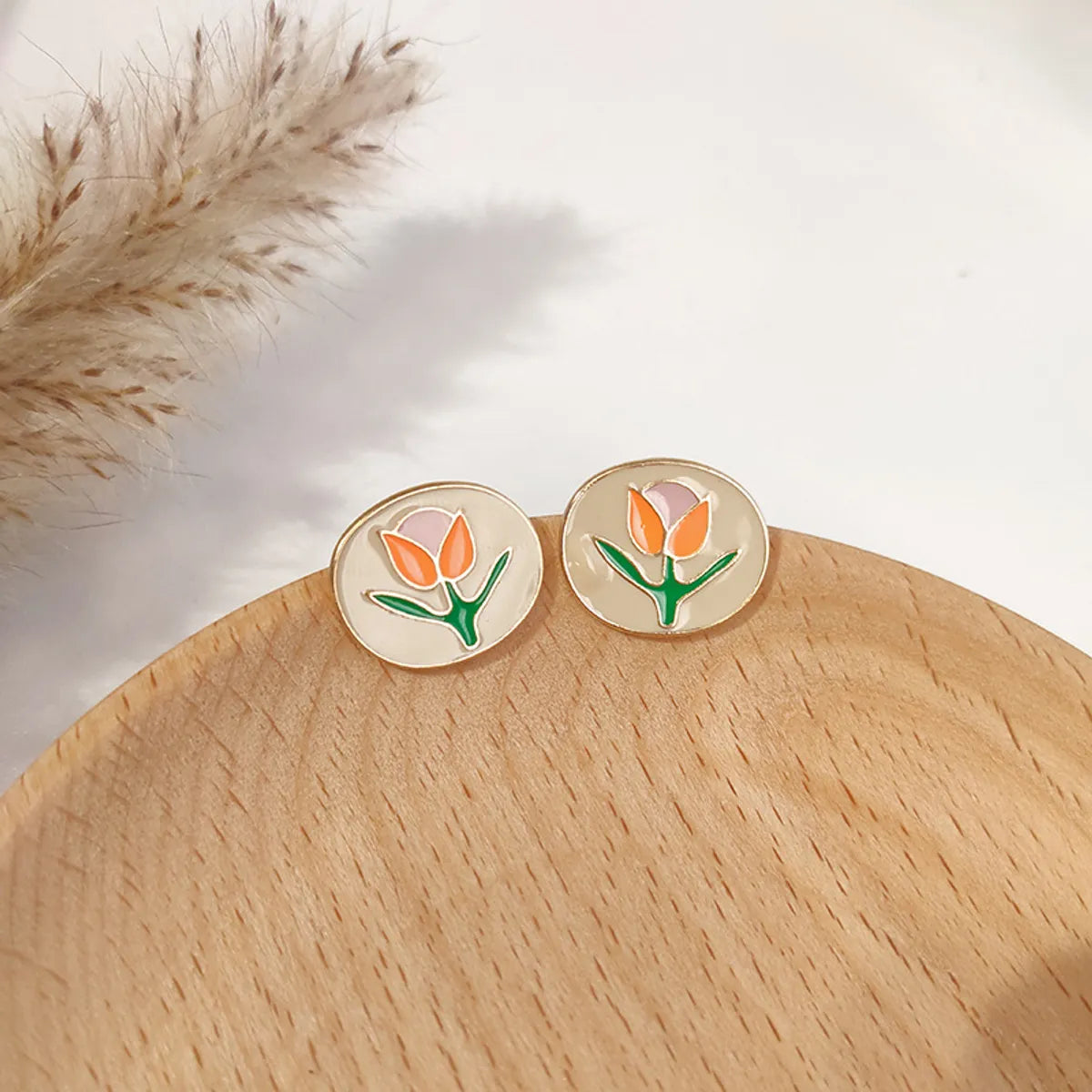 1 Pair Simple Style Color Block Plating Alloy Gold Plated Ear Studs