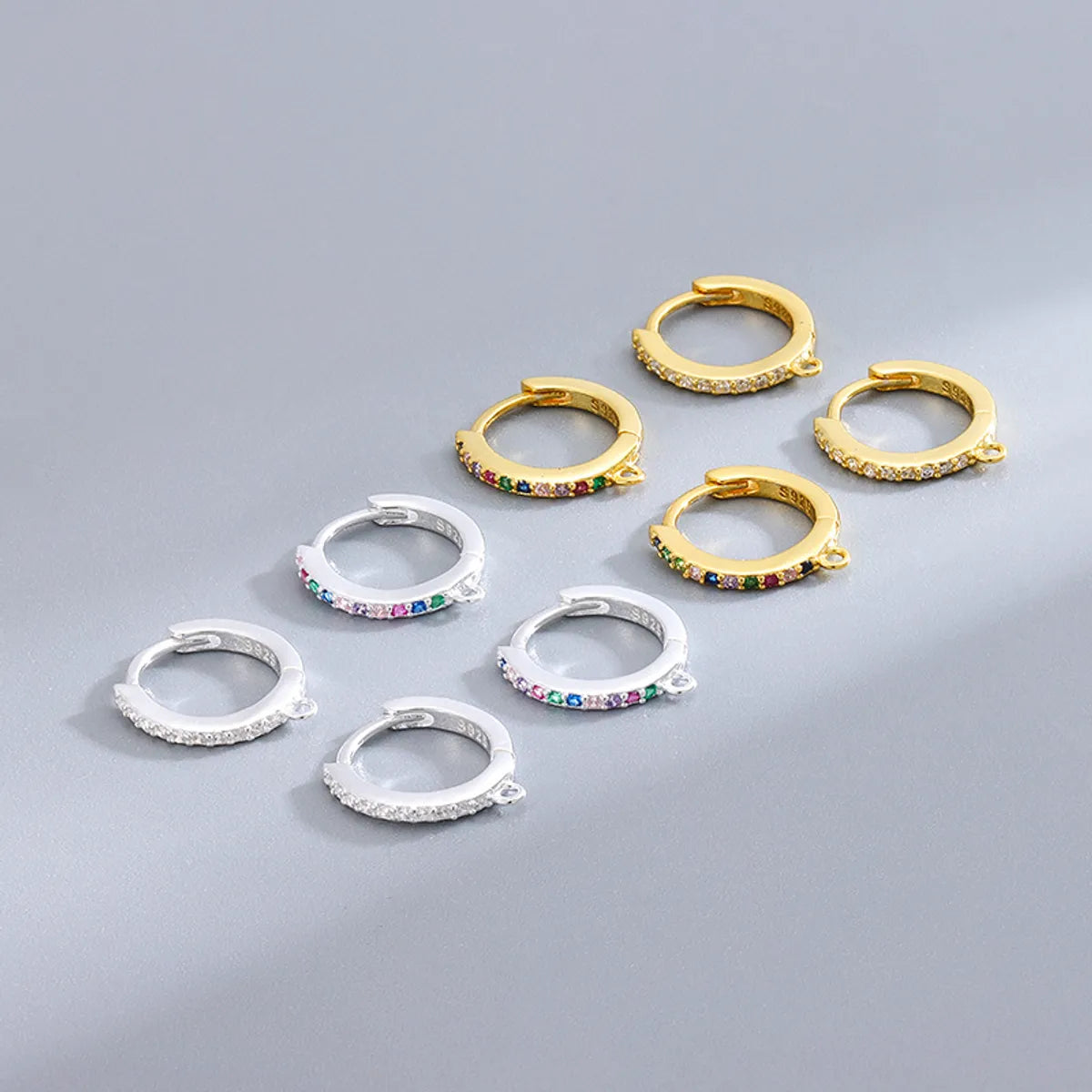 1 Pair Simple Style Color Block Plating Inlay Sterling Silver Zircon Hoop Earrings