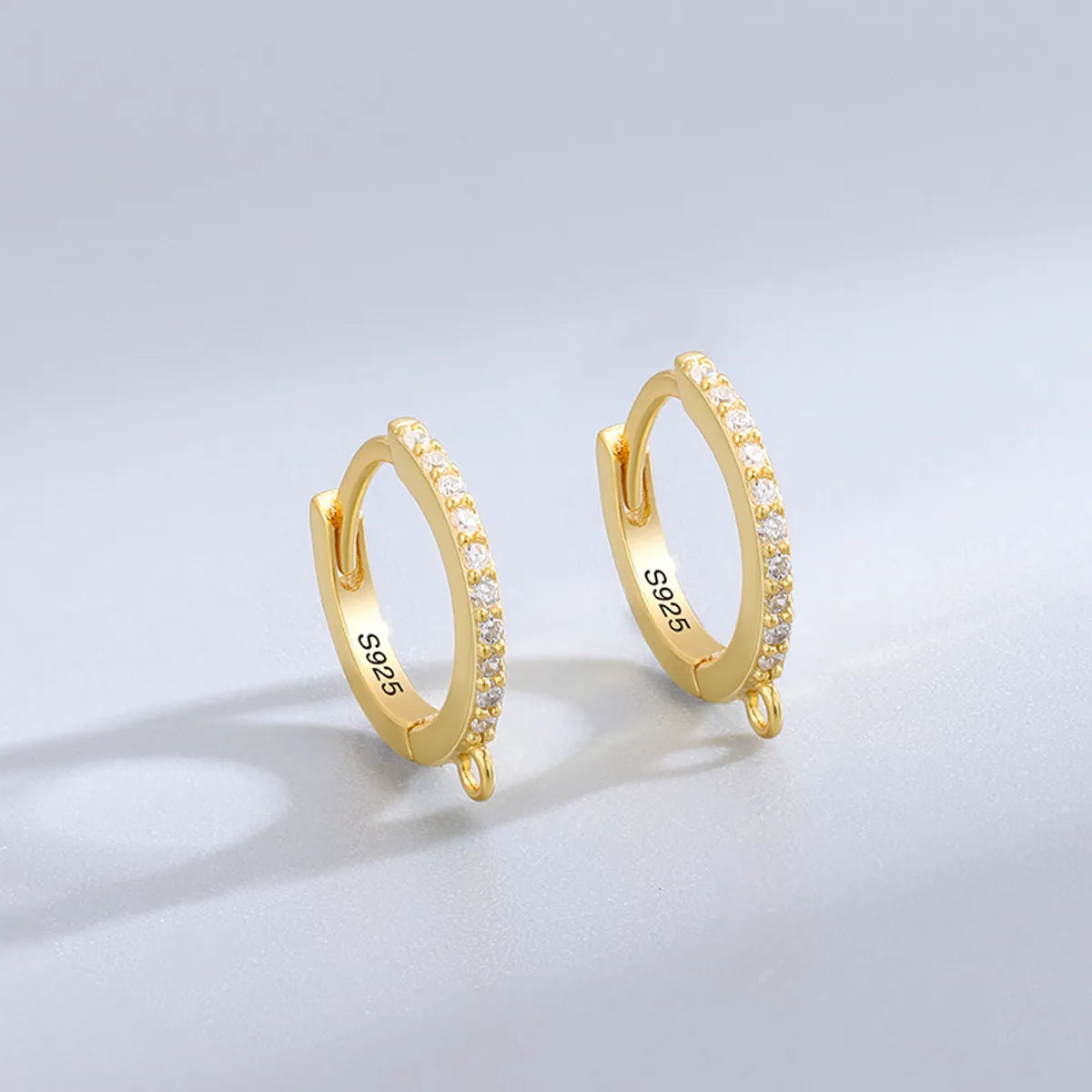 1 Pair Simple Style Color Block Plating Inlay Sterling Silver Zircon Hoop Earrings