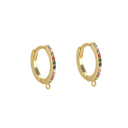 1 Pair Simple Style Color Block Plating Inlay Sterling Silver Zircon Hoop Earrings