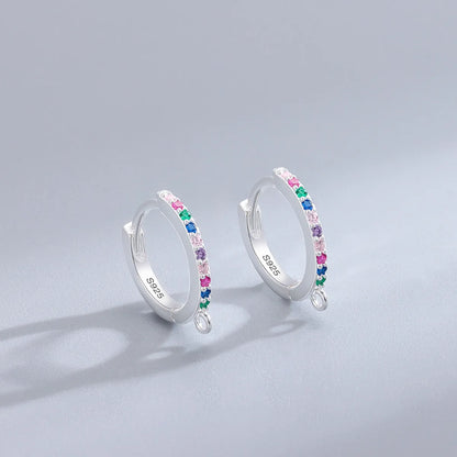 1 Pair Simple Style Color Block Plating Inlay Sterling Silver Zircon Hoop Earrings