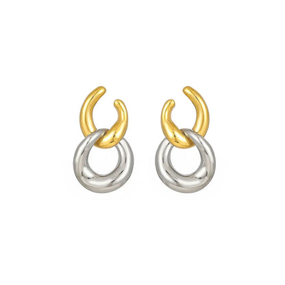 1 Pair Simple Style Color Block Plating 304 Stainless Steel Gold Plated Drop Earrings