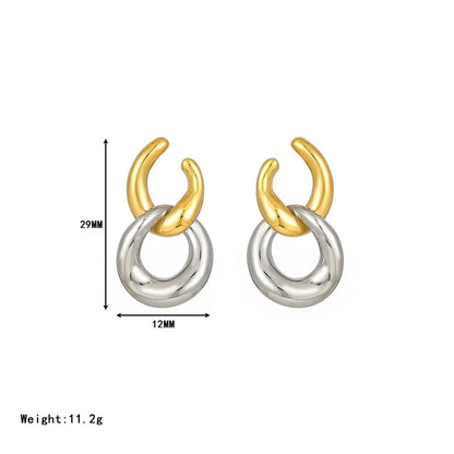 1 Pair Simple Style Color Block Plating 304 Stainless Steel Gold Plated Drop Earrings