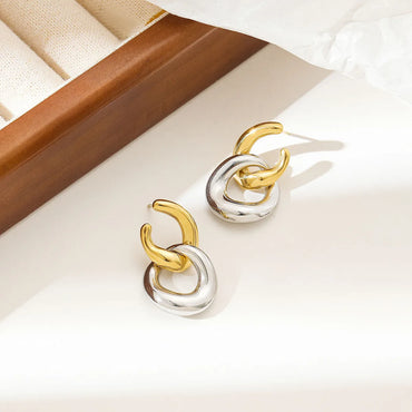 1 Pair Simple Style Color Block Plating 304 Stainless Steel Gold Plated Drop Earrings