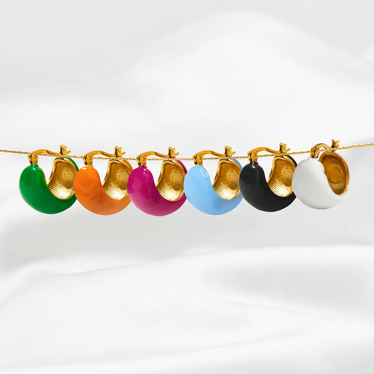 1 Pair Simple Style Color Block Plating Stainless Steel Gold Plated Ear Studs