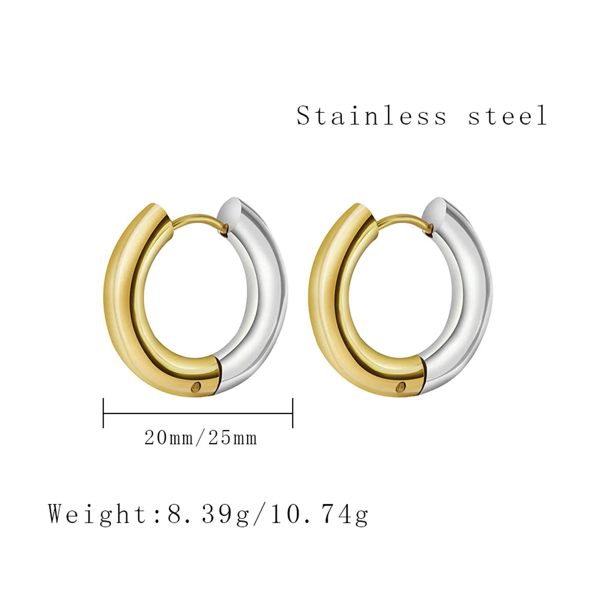 1 Pair Simple Style Color Block Polishing Plating 304 Stainless Steel 18K Gold Plated Earrings