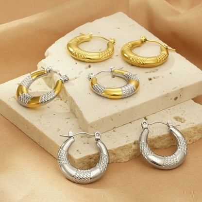 1 Pair Simple Style Color Block Stainless Steel 18K Gold Plated Earrings