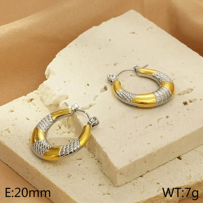 1 Pair Simple Style Color Block Stainless Steel 18K Gold Plated Earrings