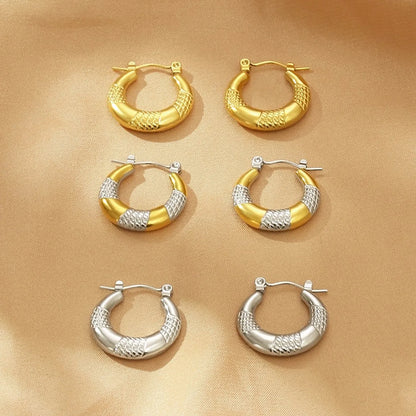 1 Pair Simple Style Color Block Stainless Steel 18K Gold Plated Earrings