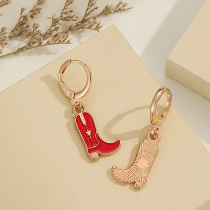 1 Pair Simple Style Commute Boots Enamel Plating Alloy Gold Plated Drop Earrings