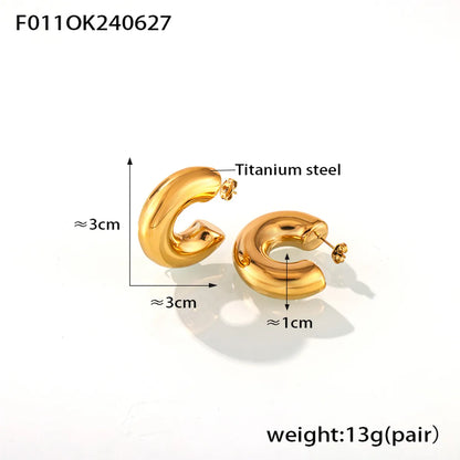 1 Pair Simple Style Commute C Shape 304 Stainless Steel 18K Gold Plated Ear Studs