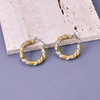 1 Pair Simple Style Commute C Shape 304 Stainless Steel Titanium Steel 18K Gold Plated Earrings