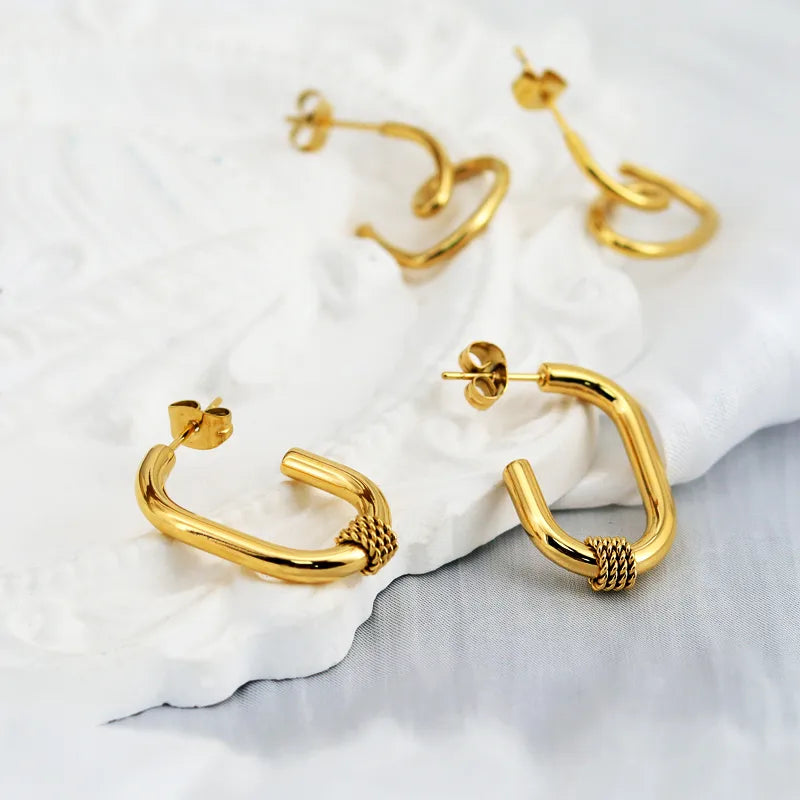 1 Pair Simple Style Commute C Shape Heart Shape 304 Stainless Steel 18K Gold Plated Ear Studs