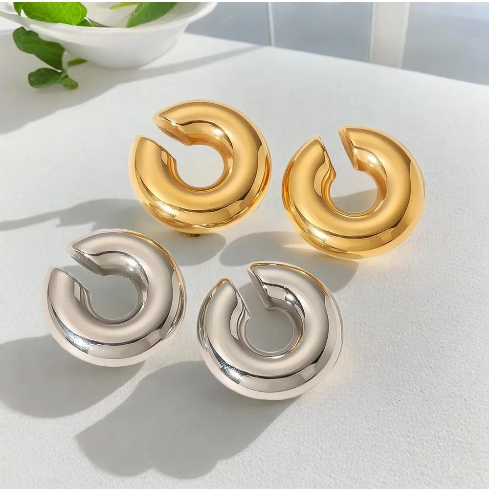 1 Pair Simple Style Commute C Shape Plating 304 Stainless Steel Ear Cuffs