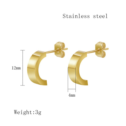 1 Pair Simple Style Commute C Shape Solid Color Plating Titanium Steel 18k Gold Plated Ear Studs