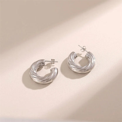 1 Pair Simple Style Commute C Shape Stainless Steel Ear Studs