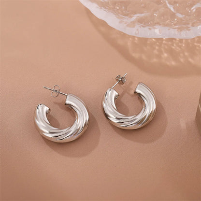 1 Pair Simple Style Commute C Shape Stainless Steel Ear Studs