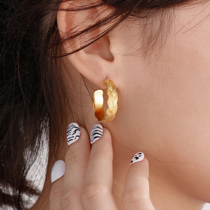 1 Pair Simple Style Commute C Shape Plating Stainless Steel 18K Gold Plated Rose Gold Plated Ear Studs