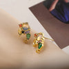 1 Pair Simple Style Commute Cartoon Character Plating Inlay Copper Zircon 18k Gold Plated Ear Studs