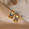 1 Pair Simple Style Commute Cartoon Character Plating Inlay Copper Zircon 18k Gold Plated Ear Studs