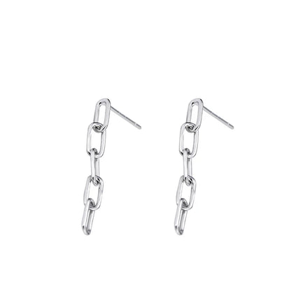 1 Pair Simple Style Commute Chain Sterling Silver Drop Earrings