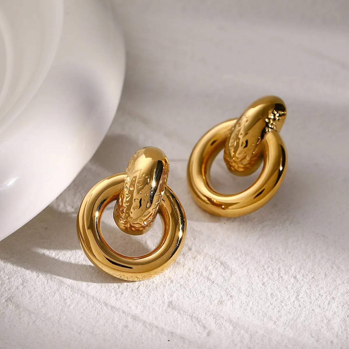 1 Pair Simple Style Commute Circle 316 Stainless Steel  18K Gold Plated Drop Earrings