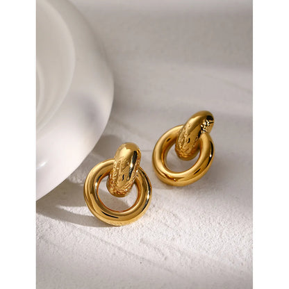 1 Pair Simple Style Commute Circle 316 Stainless Steel  18K Gold Plated Drop Earrings