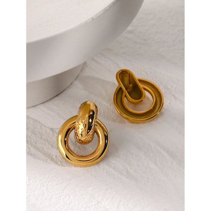 1 Pair Simple Style Commute Circle 316 Stainless Steel  18K Gold Plated Drop Earrings