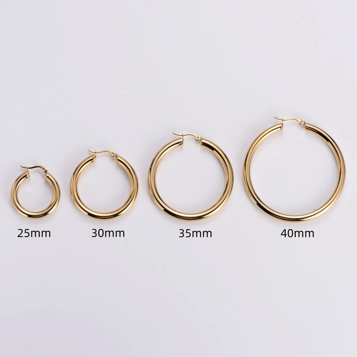 1 Pair Simple Style Commute Circle Plating 304 Stainless Steel 18K Gold Plated Earrings