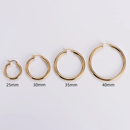 1 Pair Simple Style Commute Circle Plating 304 Stainless Steel 18K Gold Plated Earrings