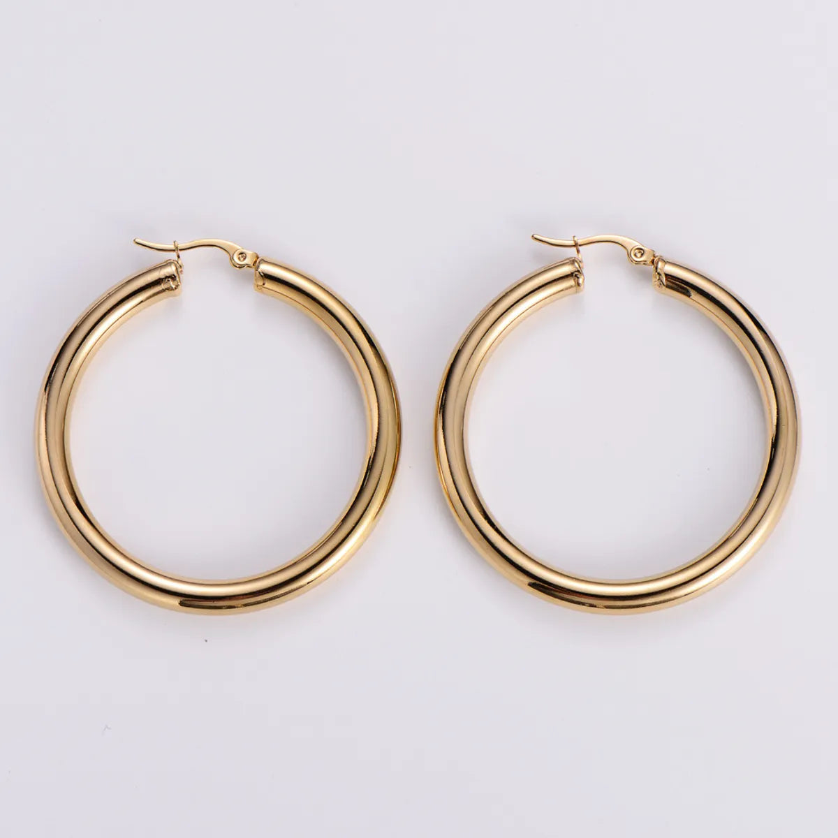 1 Pair Simple Style Commute Circle Plating 304 Stainless Steel 18K Gold Plated Earrings