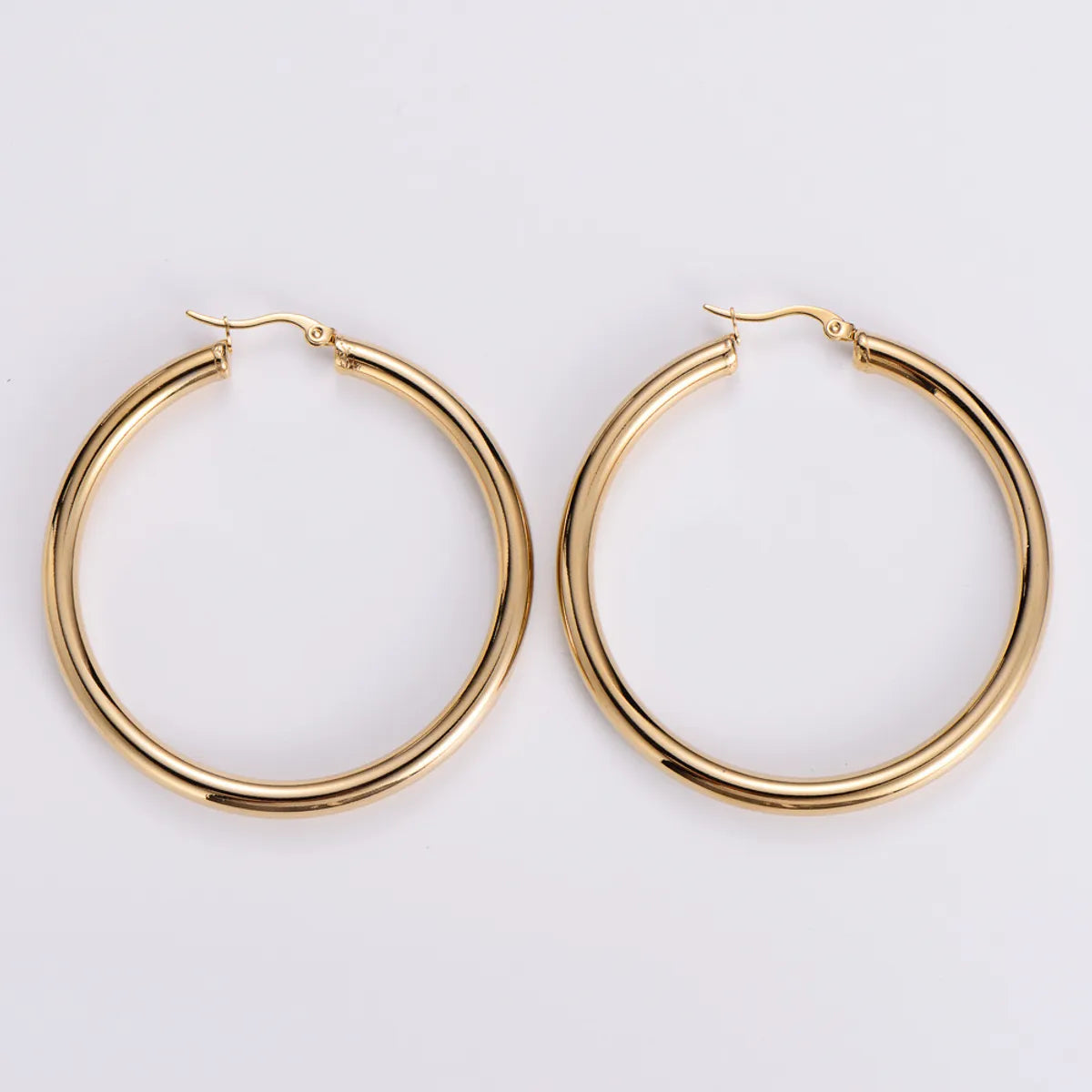 1 Pair Simple Style Commute Circle Plating 304 Stainless Steel 18K Gold Plated Earrings