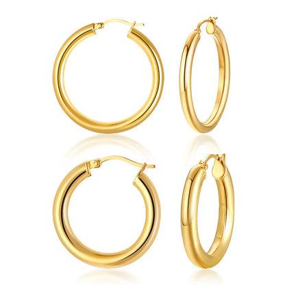 1 Pair Simple Style Commute Circle Plating 304 Stainless Steel 18K Gold Plated Earrings