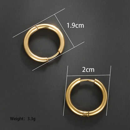 1 Pair Simple Style Commute Circle Plating Stainless Steel 14k Gold Plated 18k Gold Plated White Gold Plated Hoop Earrings