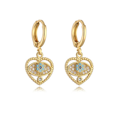 1 Pair Simple Style Commute Color Block Plating Inlay Copper Zircon 18k Gold Plated Drop Earrings