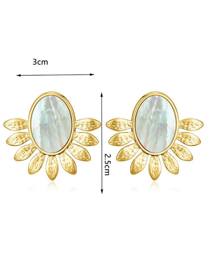 1 Pair Simple Style Commute Color Block Plating Inlay Stainless Steel Shell 18k Gold Plated Ear Studs