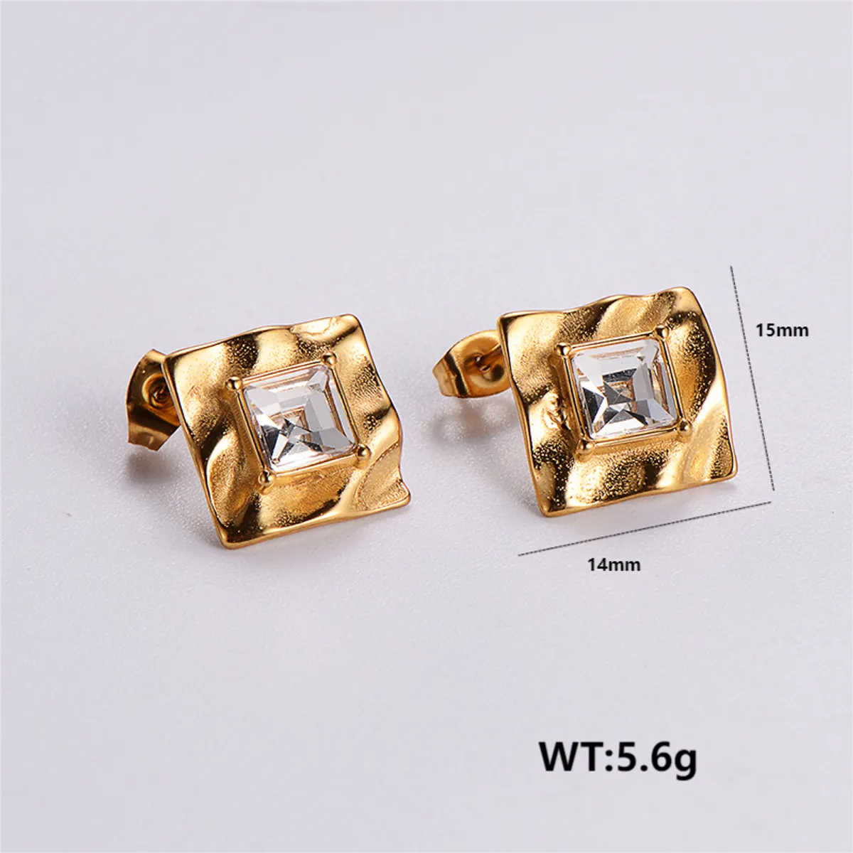 1 Pair Simple Style Commute Color Block Plating Inlay 304 Stainless Steel Turquoise Zircon 18K Gold Plated Ear Studs