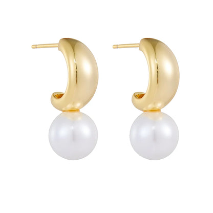 1 Pair Simple Style Commute Color Block Plating Inlay Sterling Silver Pearl 14k Gold Plated Rhodium Plated Ear Studs