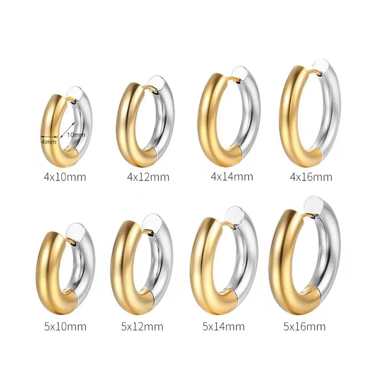 1 Pair Simple Style Commute Color Block Plating Stainless Steel Earrings