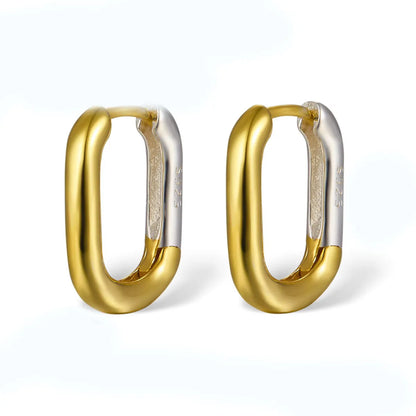 1 Pair Simple Style Commute Color Block Plating Sterling Silver 18k Gold Plated White Gold Plated Earrings