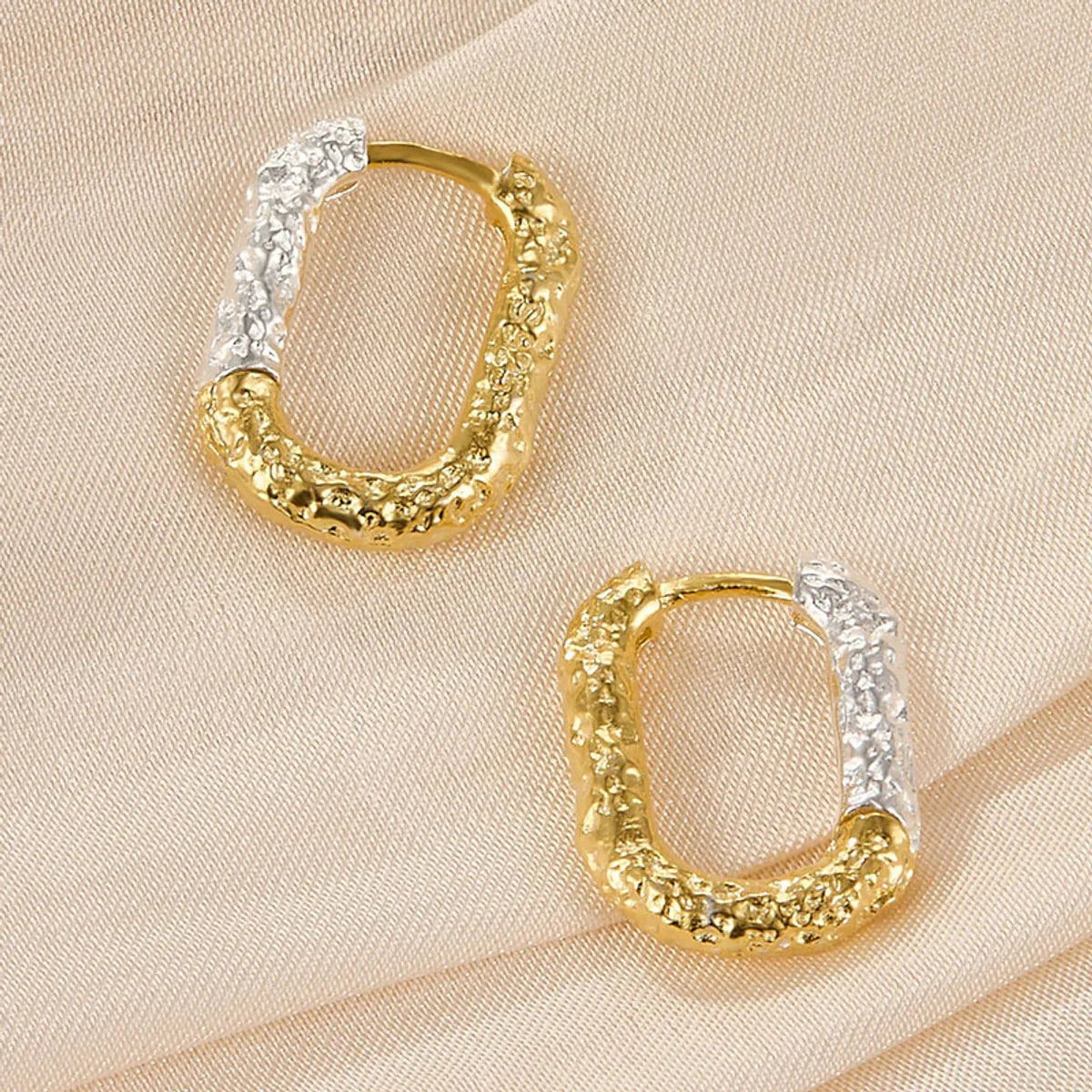 1 Pair Simple Style Commute Color Block Plating Sterling Silver 18k Gold Plated White Gold Plated Earrings