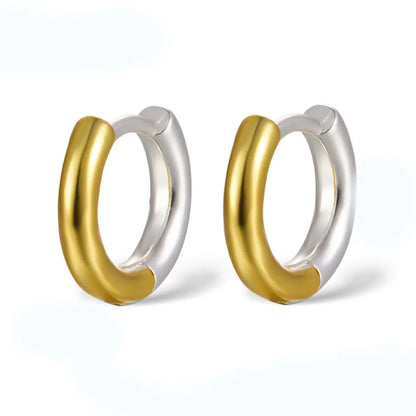 1 Pair Simple Style Commute Color Block Plating Sterling Silver 18k Gold Plated White Gold Plated Earrings