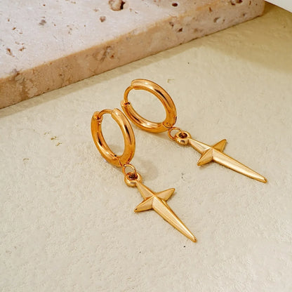 1 Pair Simple Style Commute Cross Plating Copper White Gold Plated Gold Plated Drop Earrings