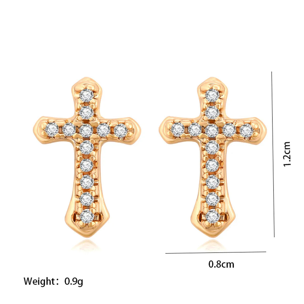 1 Pair Xuping Simple Style Commute Cross Plating Inlay Alloy Artificial Gemstones 18k Gold Plated Ear Studs