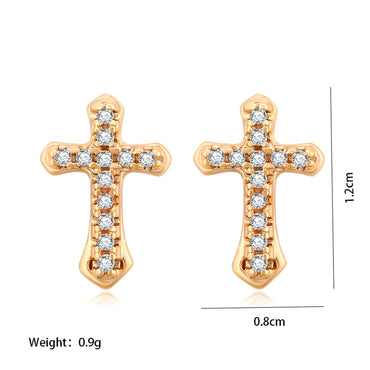 1 Pair Xuping Simple Style Commute Cross Plating Inlay Alloy Artificial Gemstones 18k Gold Plated Ear Studs