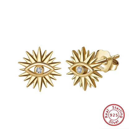 1 Pair Simple Style Commute Eye Plating Inlay Sterling Silver Zircon 14k Gold Plated White Gold Plated Ear Studs