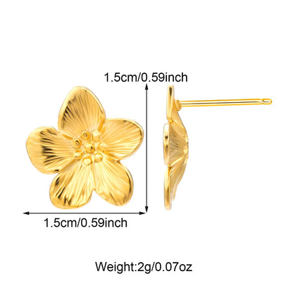 1 Pair Simple Style Commute Flower Inlay 304 Stainless Steel Zircon 18K Gold Plated Ear Studs