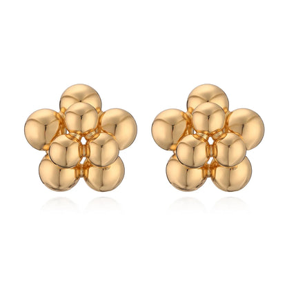 1 Pair Simple Style Commute Flower Plating Copper 18k Gold Plated Ear Studs