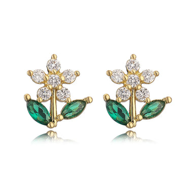 1 Pair Simple Style Commute Flower Plating Inlay Copper Zircon 18k Gold Plated Ear Studs