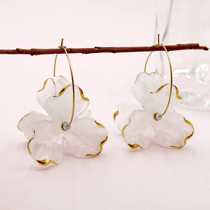 1 Pair Simple Style Commute Flower Plating Stainless Steel Drop Earrings